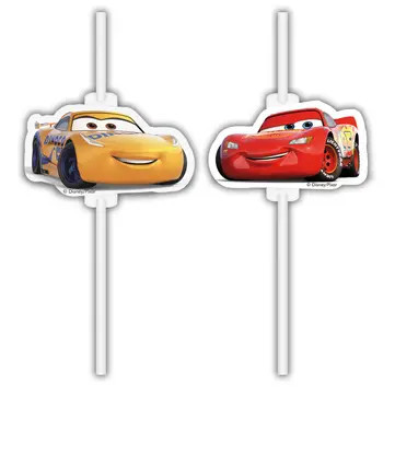 4 Stück Papier-Trinkhalme CARS DISNEY