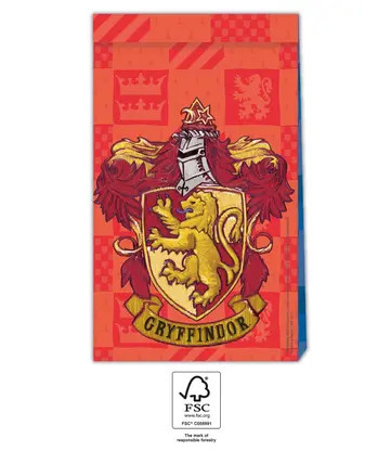 4 Stück Papier-Partytasche HARRY POTTER HOGWARTS HOUSES