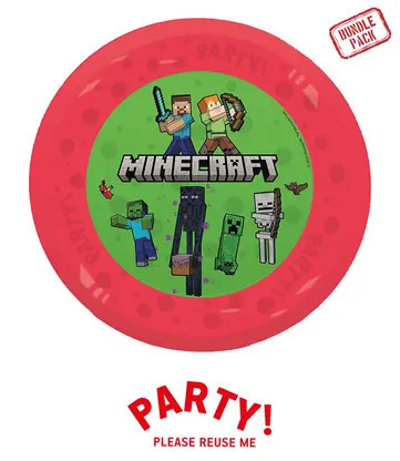 4er-Pack wiederverwendbare Partyteller 21cm MINECRAFT