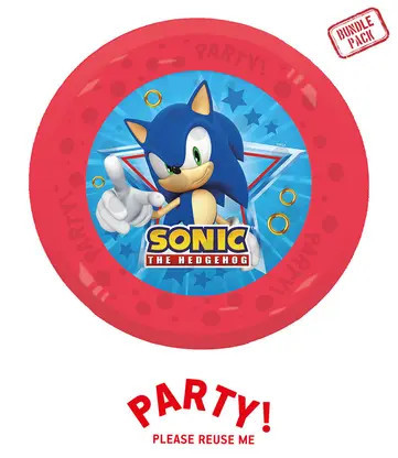 4er-Pack wiederverwendbare Partyteller 21cm SONIC