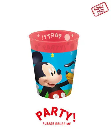 4 Stück wiederverwendbare Partybecher 250 ml MICKEY ROCK THE HOUSE