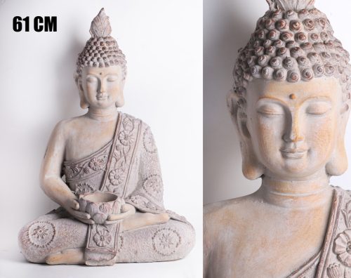 AUSSEN.BUDDHA SITZEND BEIGE    61