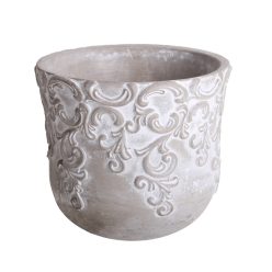 BET.BLUMENTOPF MIT RANKENMUSTER GRAU 18*15