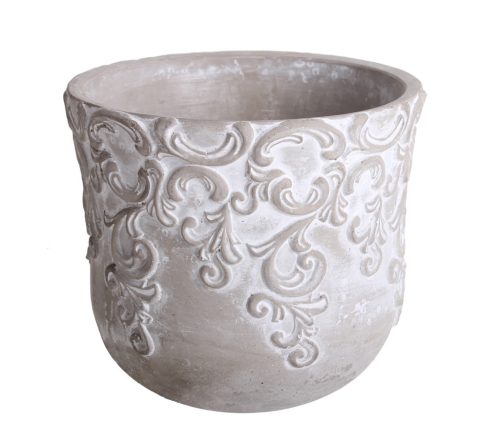 BET.BLUMENTOPF MIT RANKENMUSTER GRAU 18*15