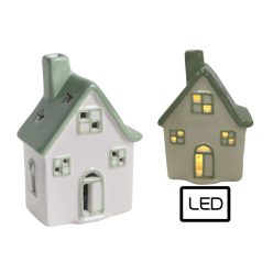 PORZ.LED HÄUSCHEN WEIß/GRÜN13,5