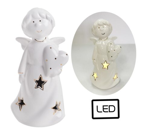 PORZ.LED ENGEL WEIß/GOL15,5