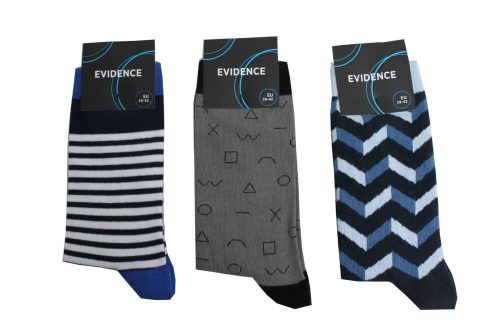 Herren Baumwollsocken - 3 Paar - blau - gemustert - Evidence