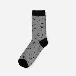   Herren Baumwollsocken - grau - geometrisches Muster - Evidence