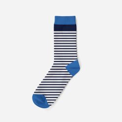   Herren Baumwollsocken - weiß-dunkelblau - gestreift - Evidence