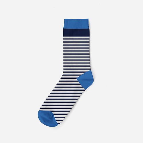 Herren Baumwollsocken - weiß-dunkelblau - gestreift - Evidence