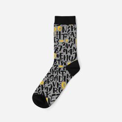 Herren Baumwollsocken - grau Buchstabenmuster - Evidence