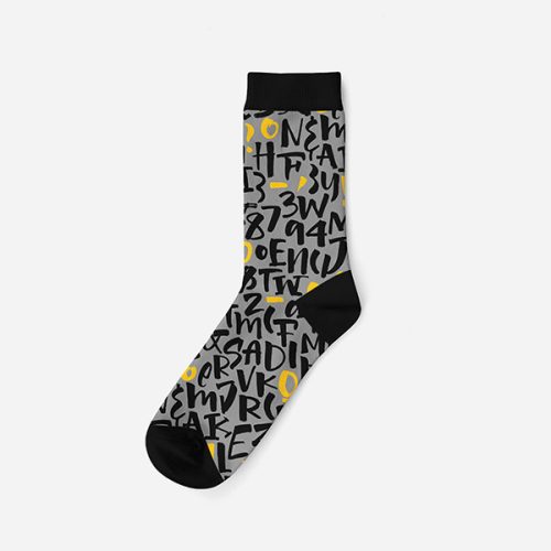 Herren Baumwollsocken - grau Buchstabenmuster - Evidence