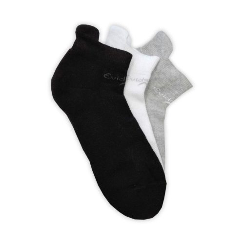Unisex Baumwoll-Laufsocken - 3 Paar - 39-42 - Weiß-Schwarz-Grau - Evidence