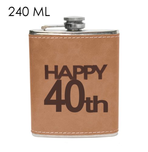FLACHE RÜCKSEITE STAHL "40" BRAUN 240ML