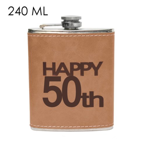 FLACHE RÜCKSEITE STAHL "50" BRAUN 240ML