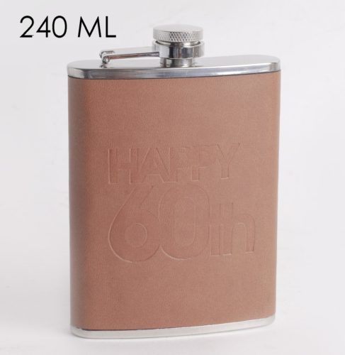 FLACHE RÜCKSEITE STAHL "60" BRAUN 240ML