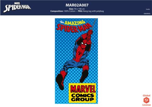 Spiderman Kinder-Strandhandtuch - 100% Baumwolle - 70x140 cm - Mittelblau