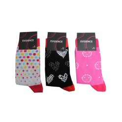   Damen Baumwollsocken - 3 Paar - gemustert - rosa-schwarz-weiß - 39-42 - Evidence
