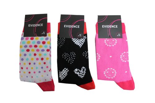 Damen Baumwollsocken - 3 Paar - gemustert - rosa-schwarz-weiß - 39-42 - Evidence
