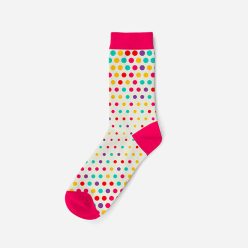 Damen Baumwollsocken - weiß-pink - gepunktet - Evidence