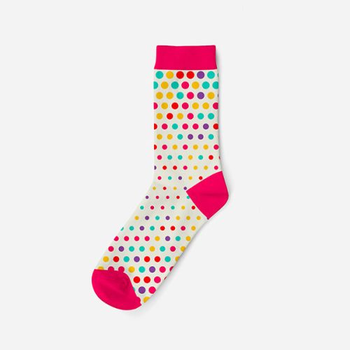 Damen Baumwollsocken - weiß-pink - gepunktet - Evidence