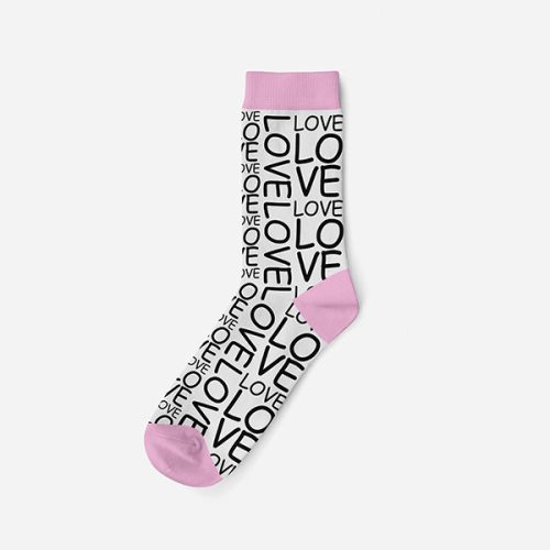 Damen Baumwollsocken - weiß-rosa - Love gemustert - Evidence