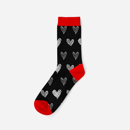 Damen Baumwollsocken - schwarz-rot - Herz gemustert - Evidence