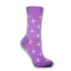   Damensocken - Baumwoll-Sneakersocken - 39-42 - lila mit kleinem Blumenmuster - Evidence