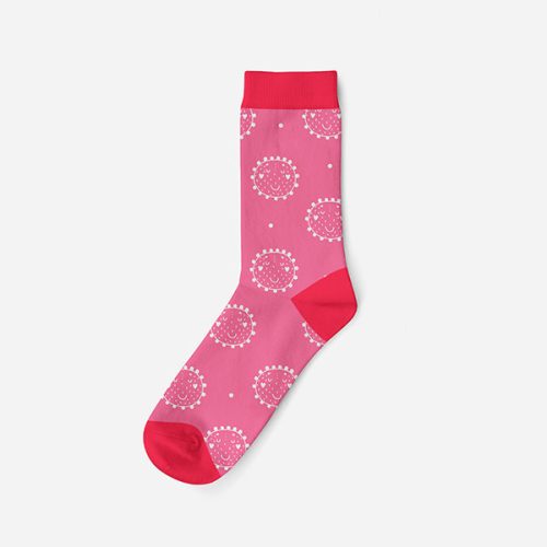 Damen Baumwollsocken - rosa-pink - Kreis gemustert - Evidence