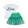 Blumenmuster Baumwoll-T-Shirt - Minzgrüner Tüllrock-Set für Mädchen - 110