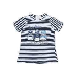   Baumwoll-T-Shirt mit Strass und Schuhmuster verziert - Gestreift - 110