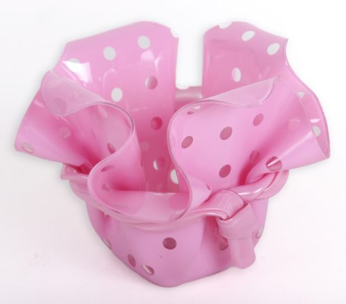 KUNSTSTOFFGEFLOCHTENER BLUMENTOPF MIT ROSA PUNKTEN 10