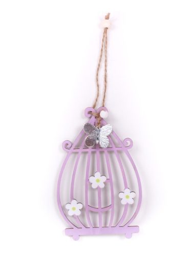 DEK.HOLZ KÄFIG+BLUME LILA 22CM