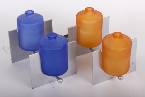METALL ÖLFLASCHEN*2 GELB/BLAU GLAS