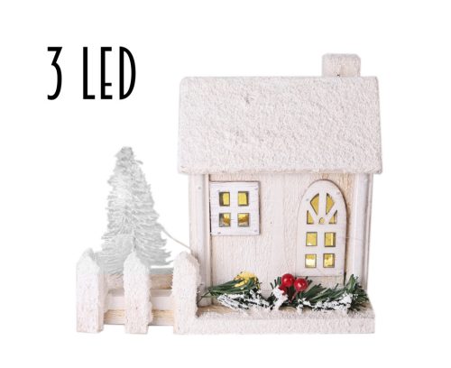 HOLZ HAUS+3LED+ZAUN WEISS15