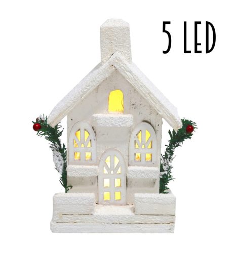 HOLZ HAUS+5LED 3FENSTER+VÖGEL   22