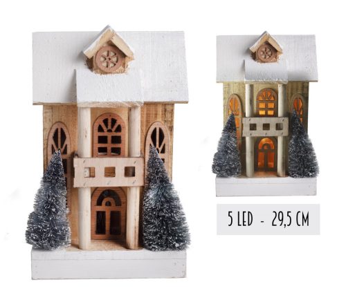 HOLZ HAUS+5LED 2BÄUME+2VÖGEL   29,5