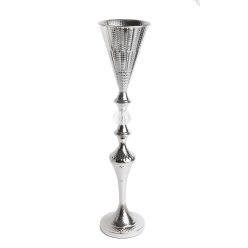 METALLVASE FUSS+KRST.SILBER14*64
