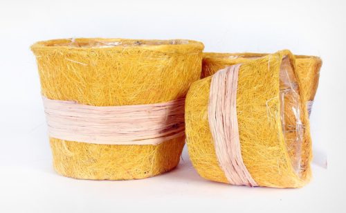 BLUMENTOPF*3 SISAL GELB ST.