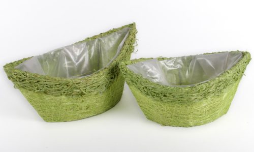 RAFFIA KORB*2 BOOT GRÜN24