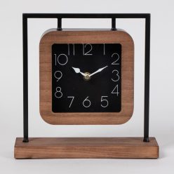 HOLZ+METALL UHR+STÄNDER SCHW/BOR 24