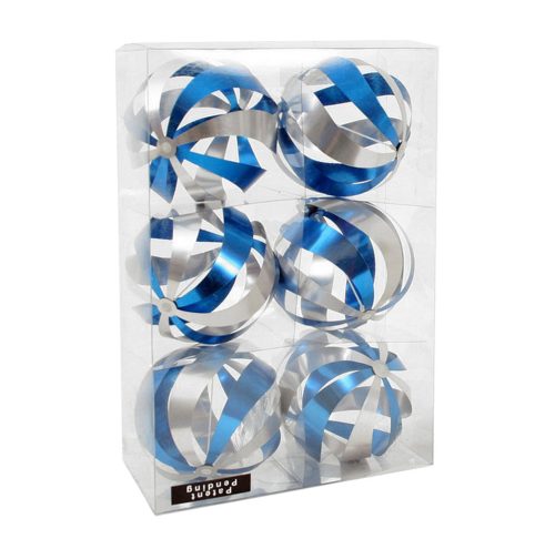 KUGEL*6 BLAU-WEIßER WELLEN 7CM