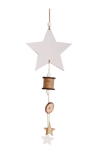 HOLZSTERN+SPULE/AUFHÄNGEN WEIß60