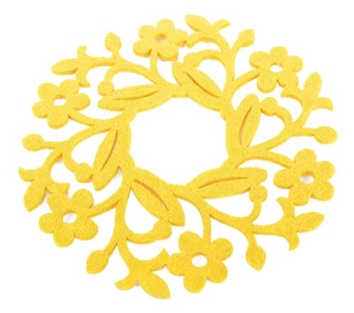 FILZ UNTERSETZER KREIS BLUME GELB 13