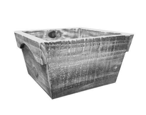 HOLZ BLUMENKÜBEL"V" RAND GRAU26*14