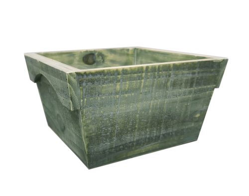 HOLZ BLUMENKÜBEL"V" RAND GRÜN26*14