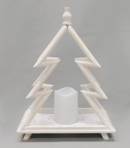HOLZ TANNENBAUM+LED WEIß28*17*38