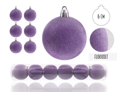 KD.KUGEL*6 FLOCKIG LILA 6CM