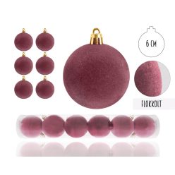 KD.KUGEL*6 FLOCKIG BORDEAUX6CM