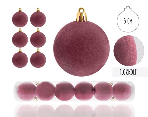 KD.KUGEL*6 FLOCKIG BORDEAUX6CM